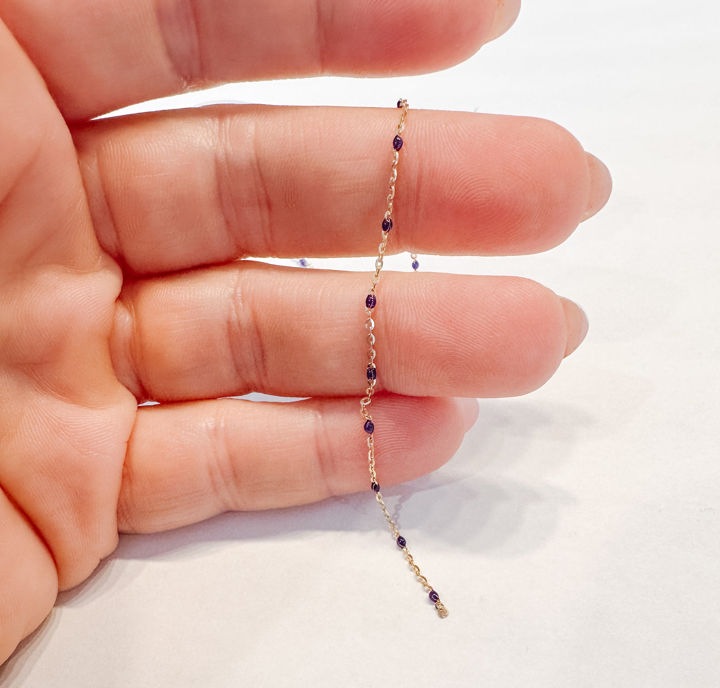 10k Solid Gold Purple Enamel Chain