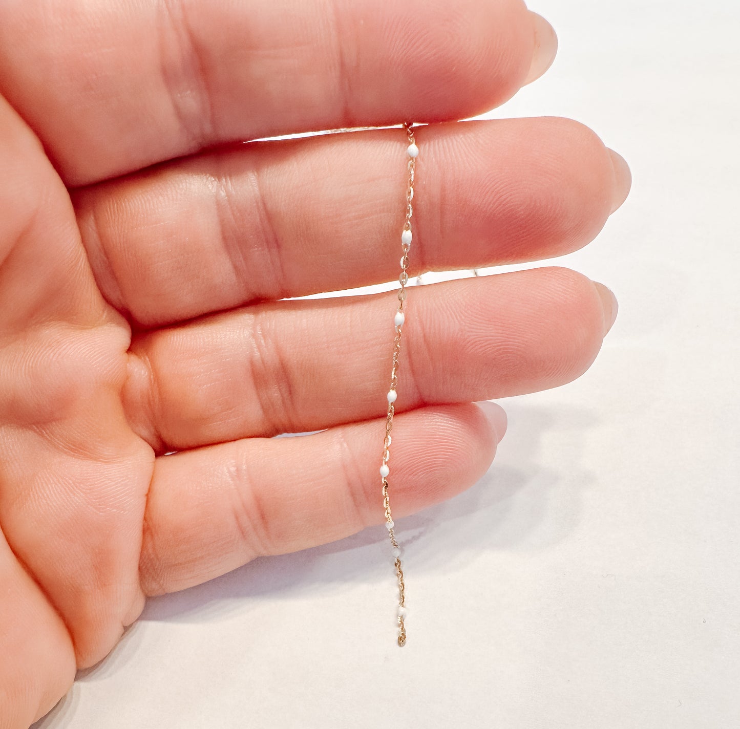 10k Solid Gold White Enamel Chain