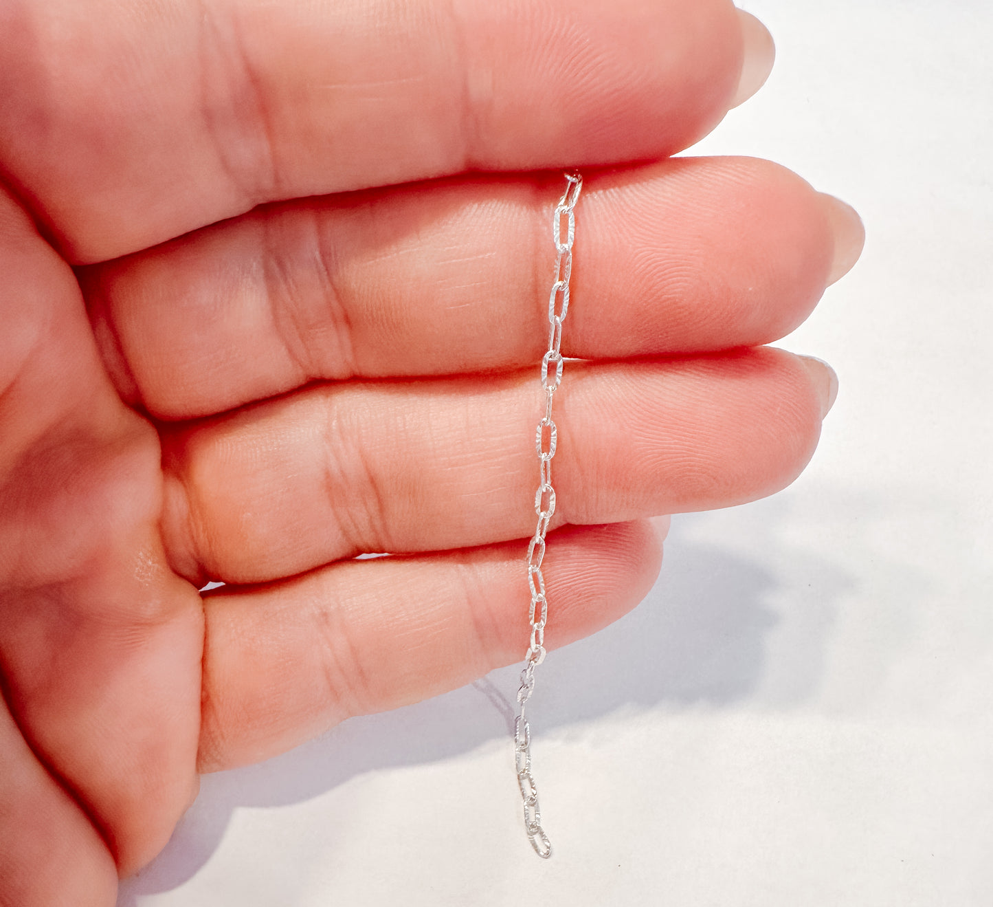 .925 Sterling Silver Paperclip Print Chain