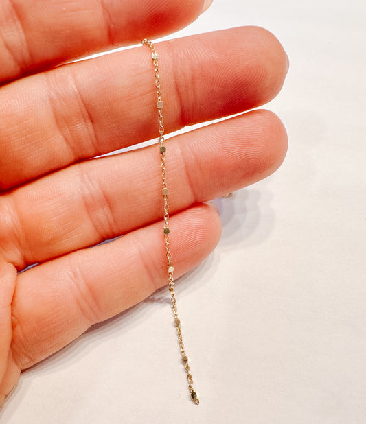 10k Solid Gold DC Beaded Station Chain