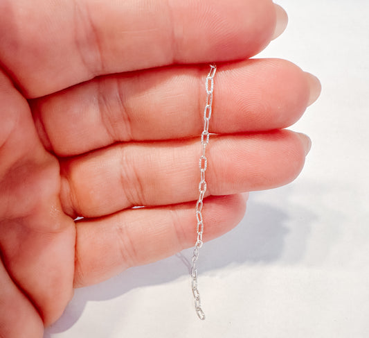 .925 Sterling Silver Paperclip Print Chain