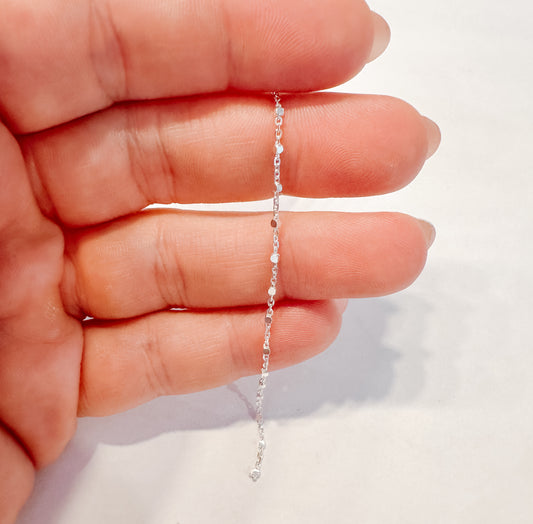 .925 Sterling Silver Beaded Station Chain