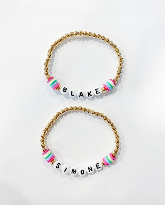 Rainbow Heishi Custom Name Bracelet