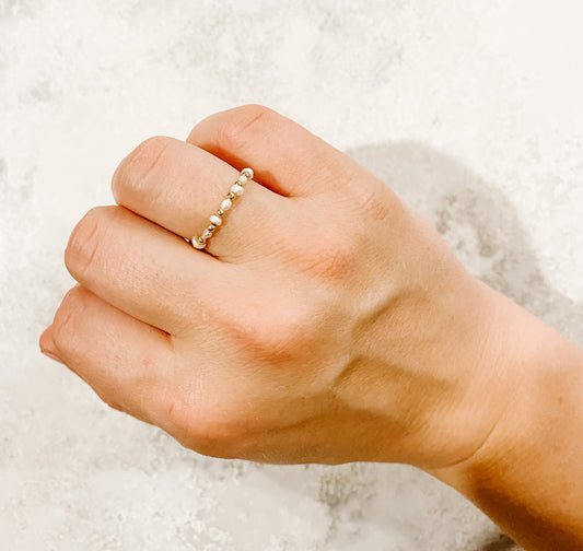 Tiny White Pearl Ring